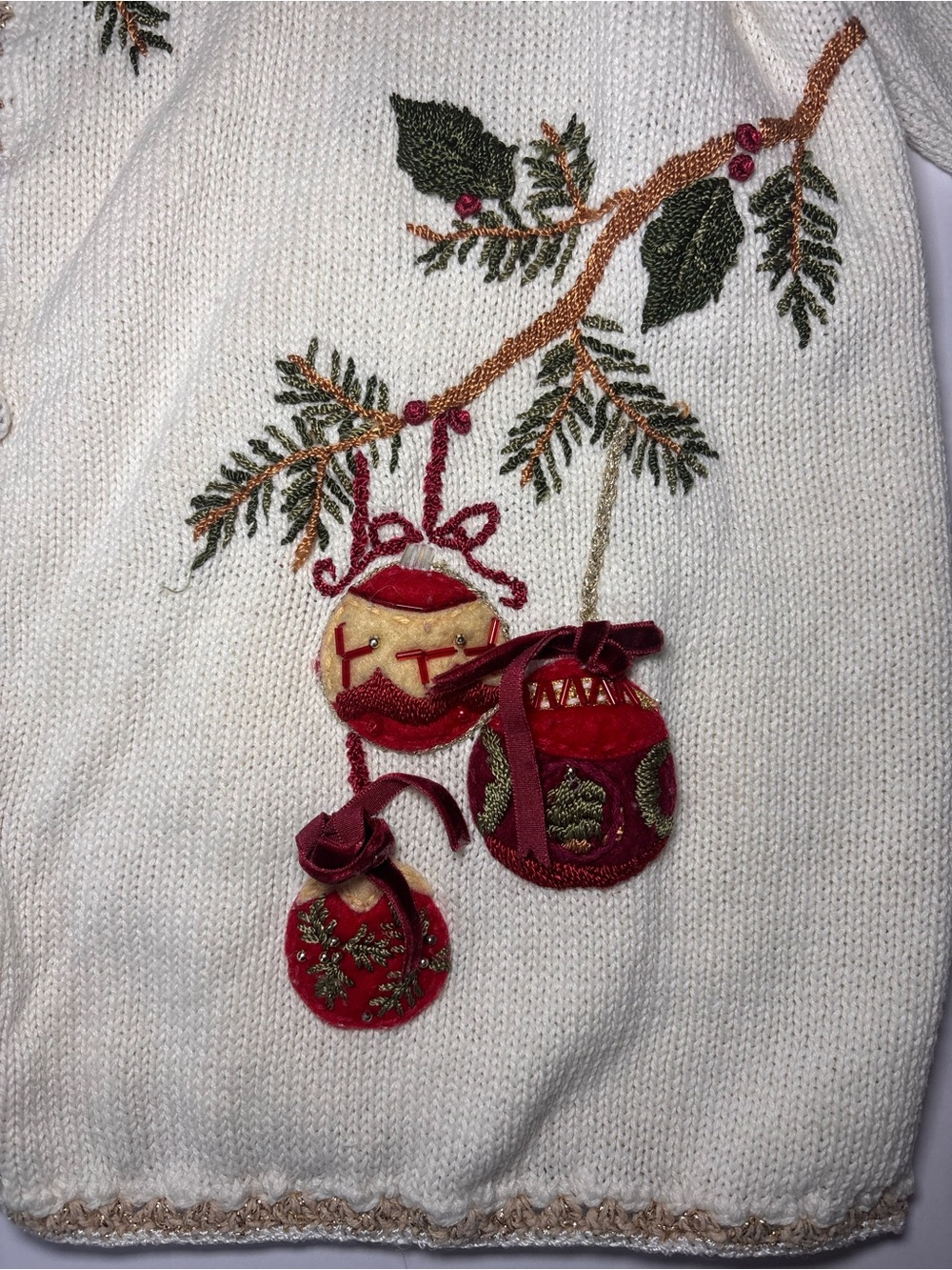 Heirloom Collectibles Christmas Cardigan M Embroidered Ornaments Y2K - Picture 6 of 10